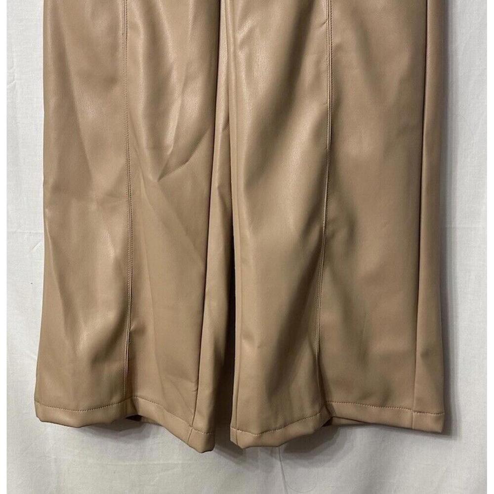NWT Line and Dot Womens Vegan Faux Leather Beige Pants Slacks Trousers Size S - Picture 3 of 11